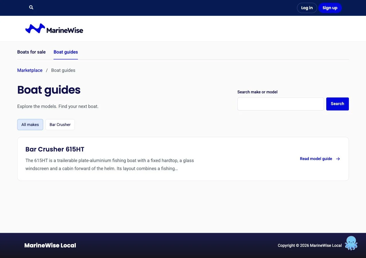 MarineWise boat-guide catalogue with browsing and search tools.